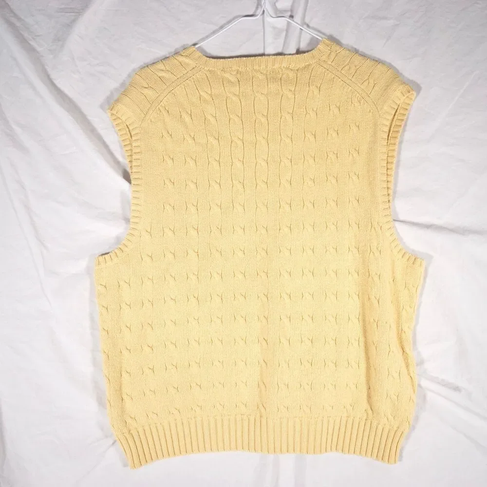 Polo Ralph Lauren Cable Knit Sweater Vest Vintage Yellow XL